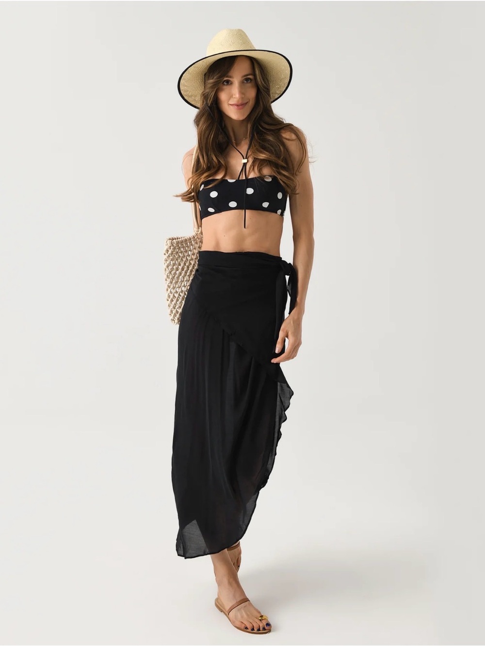 BONDI BORN Women's Cremona Tie Front Sarong Black Swim